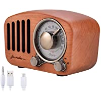 Qoosea Radio Portátil Altavoces Bluetooth Hecho a Mano Retro Estéreo de Madera Bluetooth 4.2 Mini Altavoz con Subwoofer…